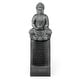 preview thumbnail 4 of 7, Grey Resin Meditating Buddha on Column Patio Fountain with LED Lights
