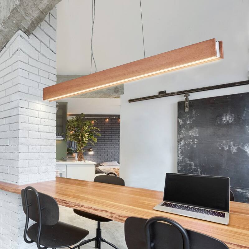 LED 48 inch wood paint linear chandelier
