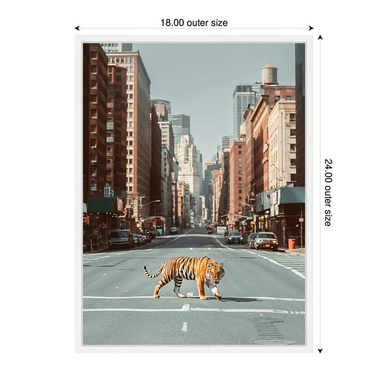 Kate and Laurel Sylvie Urban Tiger in the City Framed Canvas by Michael Schauer