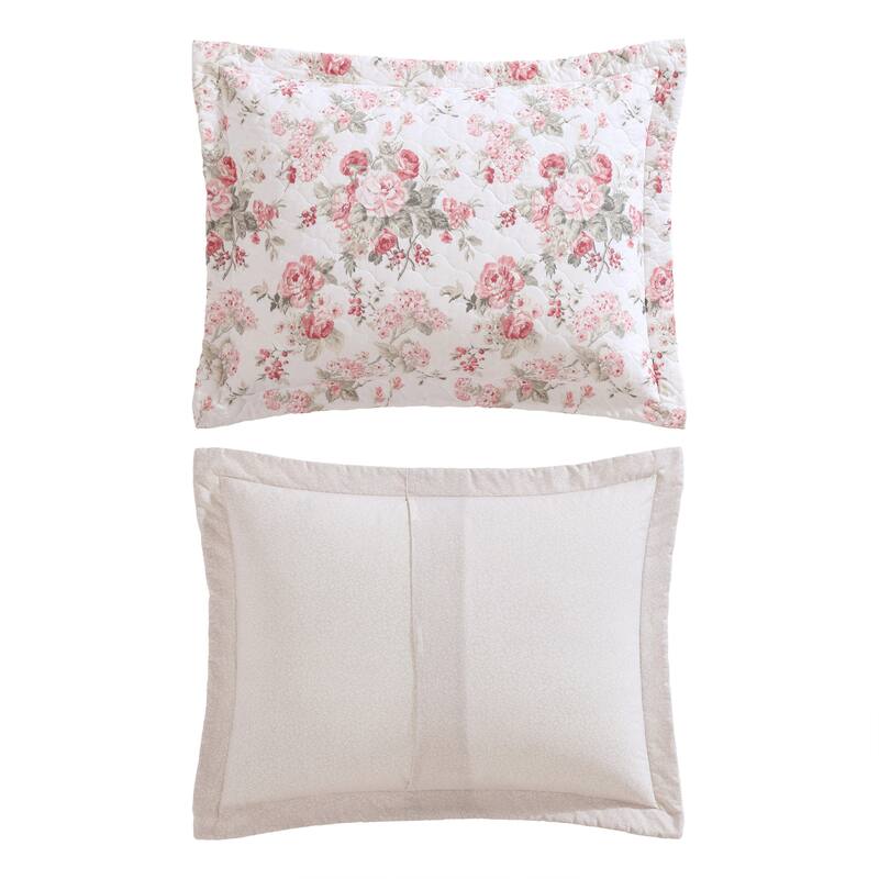 Laura Ashley Rosemoore Cotton Reversible Green Quilt Set