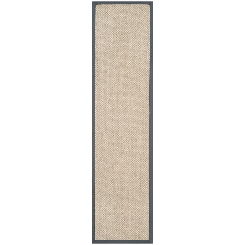 SAFAVIEH Natural Fiber Elmyra Sisal Border Rug - 2'6" x 16' Runner - Marble/Grey