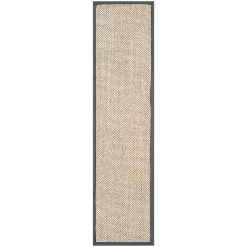 SAFAVIEH Natural Fiber Jenney Sisal Border Rug - 2' x 6' Runner - Marble/Grey