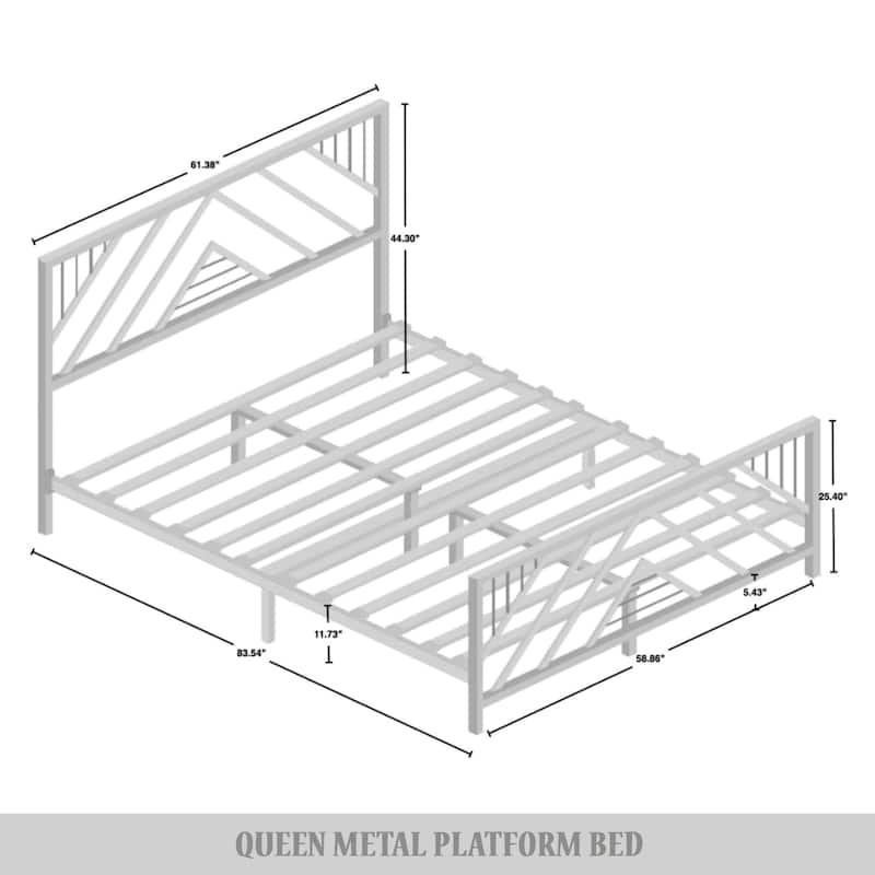 CraftPorch Classic Geometric Slat Metal Platform Bed