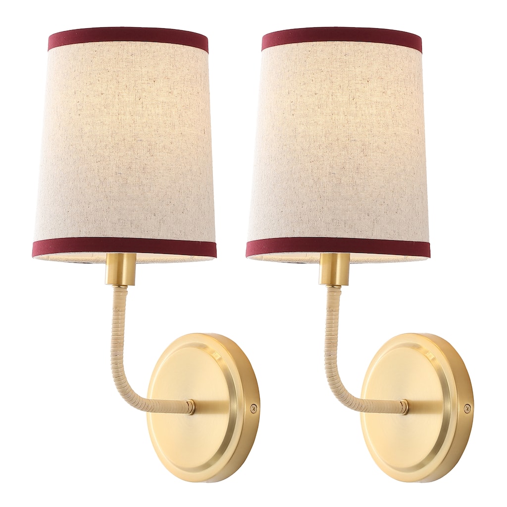 SAFAVIEH Lighting Carter, 6-inch, Metal/Fabric Wall Sconce (Set of 2) - 6"W x 7"D x 15"H
