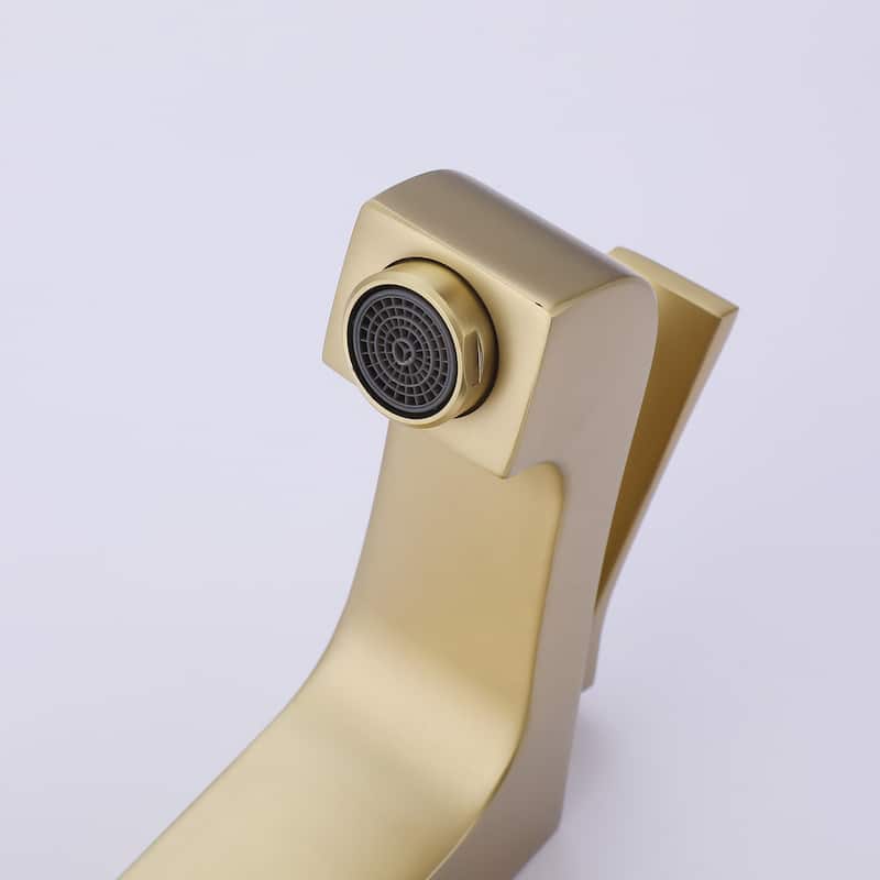 Single Handle Single Hole Bathroom Faucet With Deckplate Included In Brushed Gold