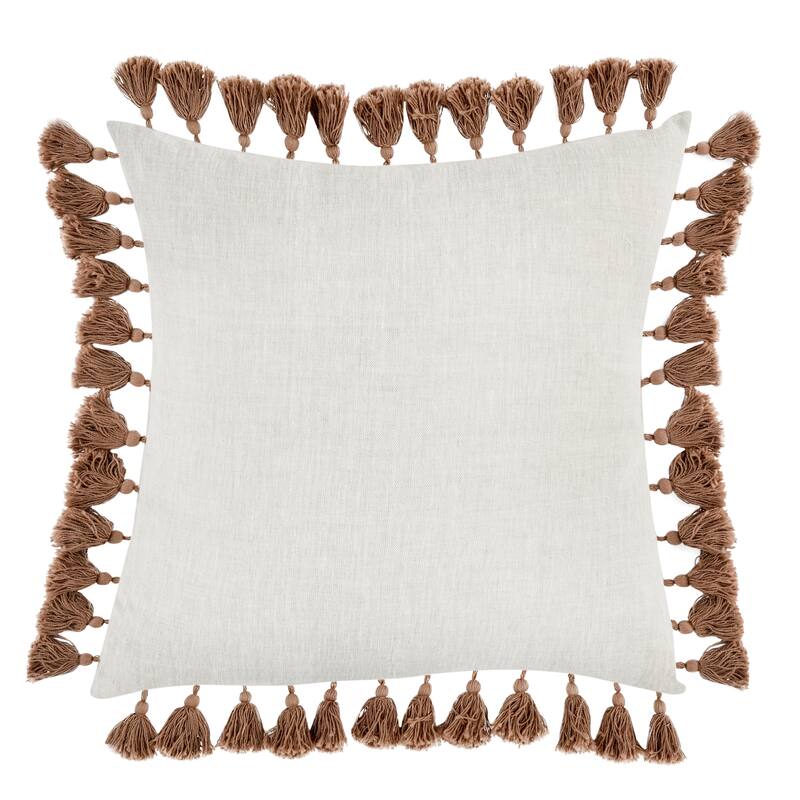 Villa by Classic Home Dane 22" Penny Brown Belgian Linen Throw Pillow