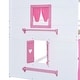 preview thumbnail 11 of 16, Full Size Bunk Bed with Playhouse Design, Windows & Slide - Pink/White