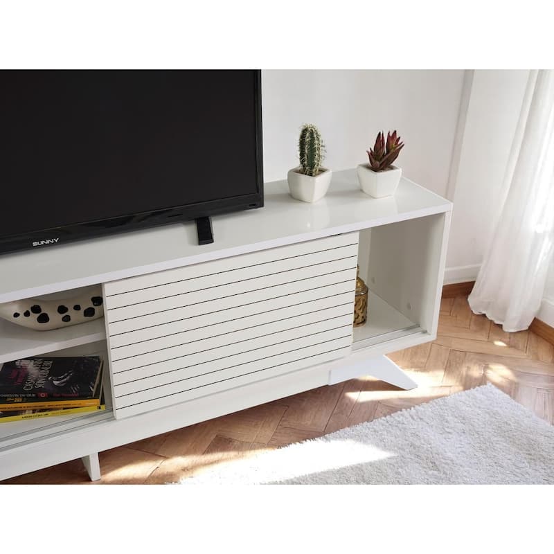 Lucina Modern TV Stand with 2 Sliding Door Cabinet 2 Shelves, Living Room Entertainment Center