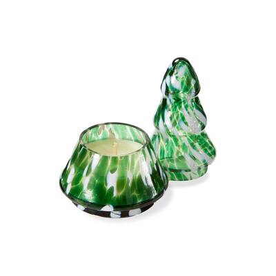 Winter Bonfire Tree Candle - Sculpted Scented Candle, Green Multi Wax, 24hr Burn Time, 6.25" H x 3.75" W
