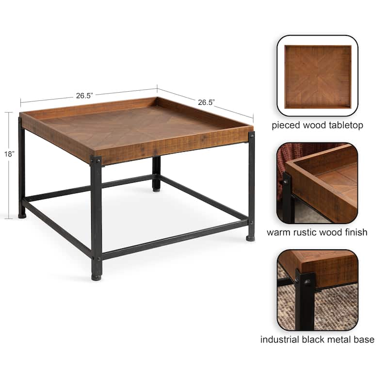 Kate and Laurel Marsh Wood and Metal Coffee Table - 27x27x18