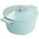 preview thumbnail 2 of 3, Martha Stewart Enameled Cast Iron 5 Quart Round Dutch Oven with Lid in Light Cyan