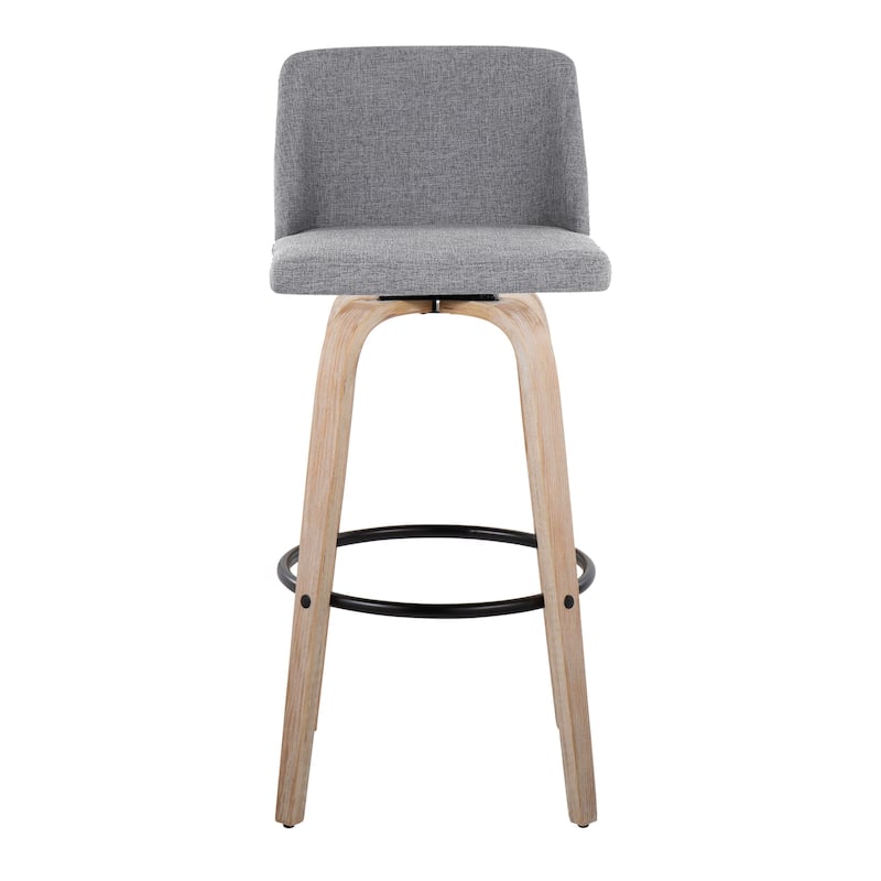 The Gray Barn Vallberga 30" Fixed-Height Bar Stool with White Washed Wood Base (Set of 2)