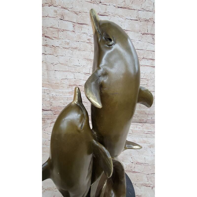 Imitative Dolphins Leaping From Water Ocean Sea Marine Life Bronze Sculpture Statue Decor Art