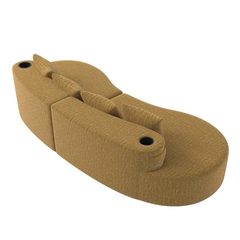 Modern Curved Sectional 3 Seat Minimalist Elegant Half Moon Sofa Compressed Modular Sectional Sofa for Living Room, Office