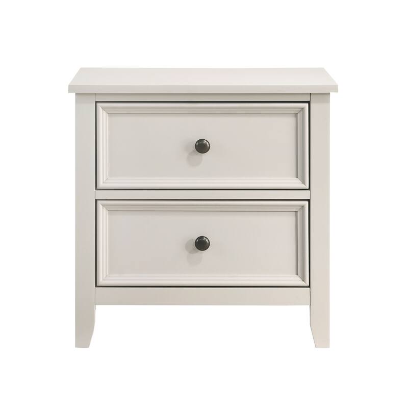 Classic White Finish Bedroom Nightstand with 2 Dovetail Drawers