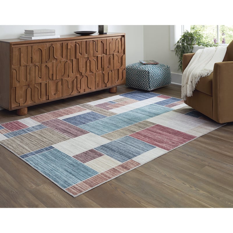 Signature Design by Ashley Numore Green/ Blue/ White Rug - 62" W x 84" D x 0.25" H