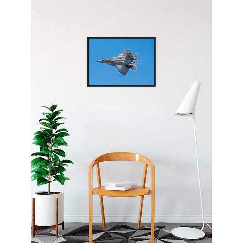 F-22 Raptor Airplane in Flight Photography by Wayne Collamore Framed Poster - 12 x 18 Inch