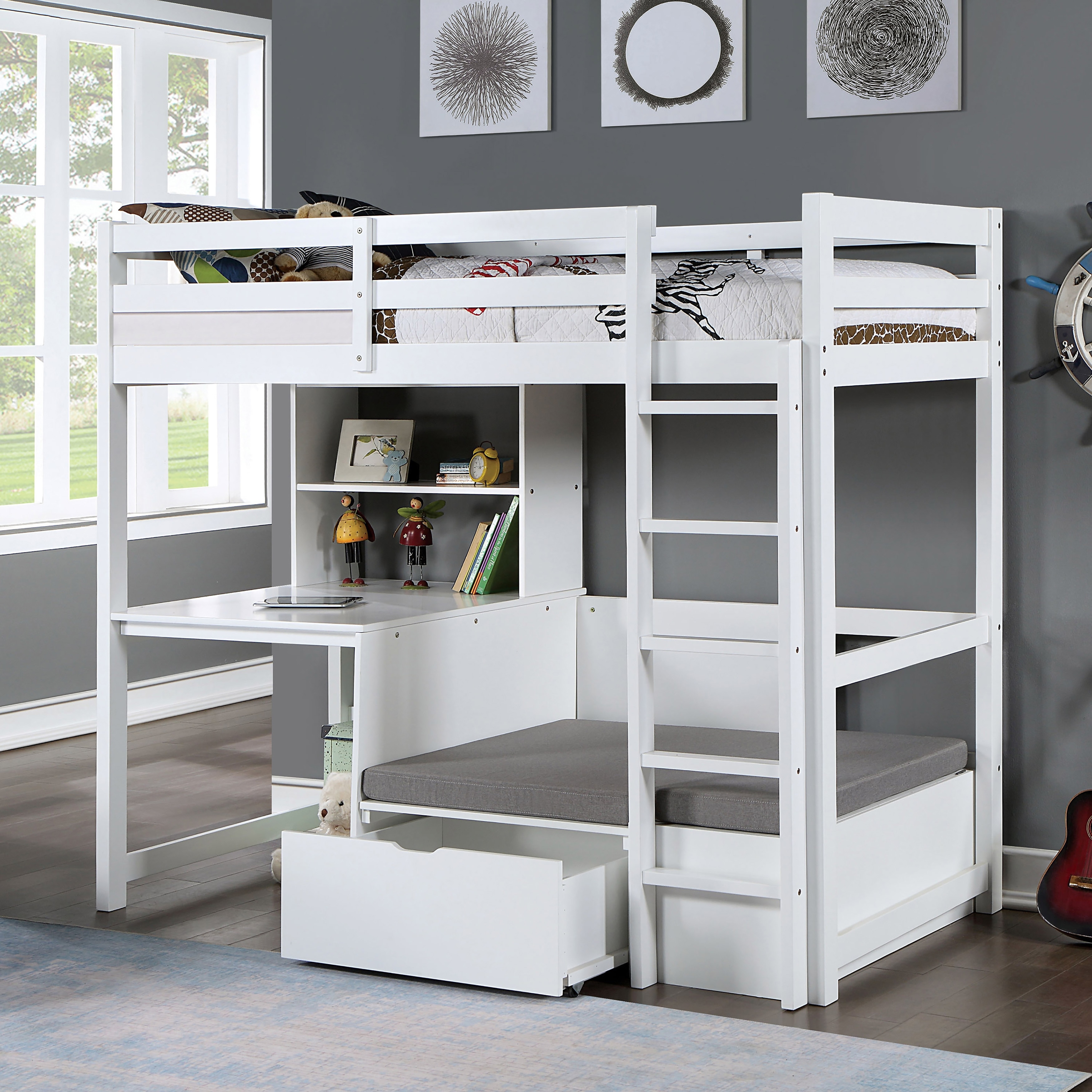 Furniture of America Wegh Solid Wood Twin Size Loft Bed - Thumbnail 3