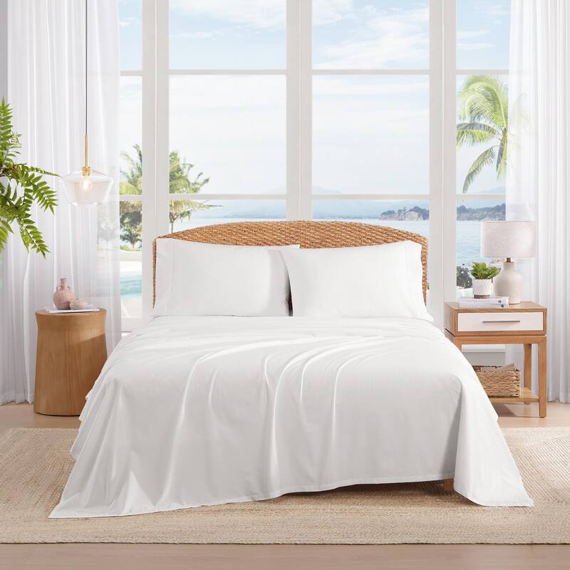 Tommy Bahama Cooling-Technology Breathable-Solid Sheet Sets - Twin - Cool Zone White