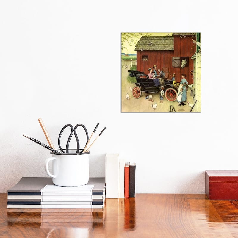 iCanvas "The Farmer Takes a Ride" by Norman Rockwell Canvas Print - 12x12x1.5