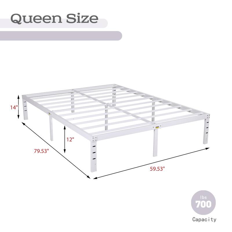 NNV 14" 3500 lbs Heavy Duty Bed Frame, Duty Steel Slat Metal Bed Frame