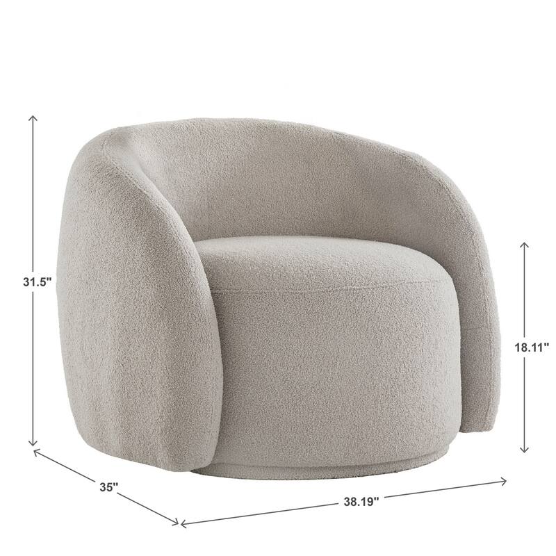 Willits Boucle Accent Chair with Cloud-Like Curved Design and Furry Channel Pillow by iNSPIRE Q Modern