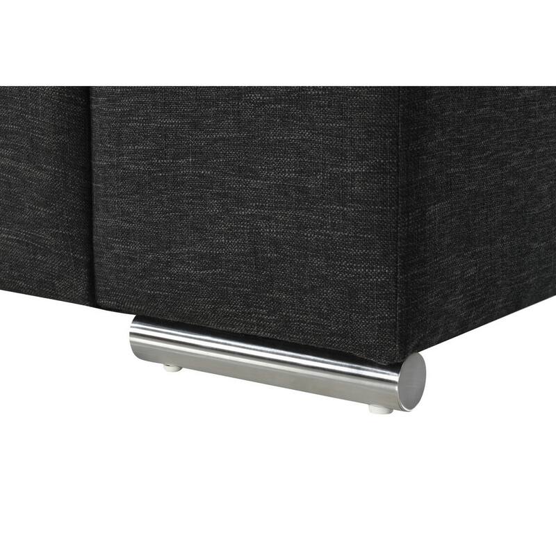 Aria 45 Inch Armchair, European Design, Stainless Steel, Soft Black Fabric