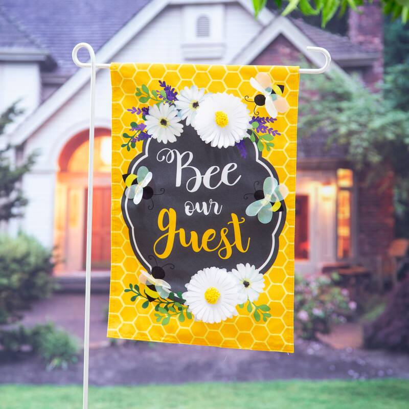 Bee Our Guest Frame Garden Linen Flag