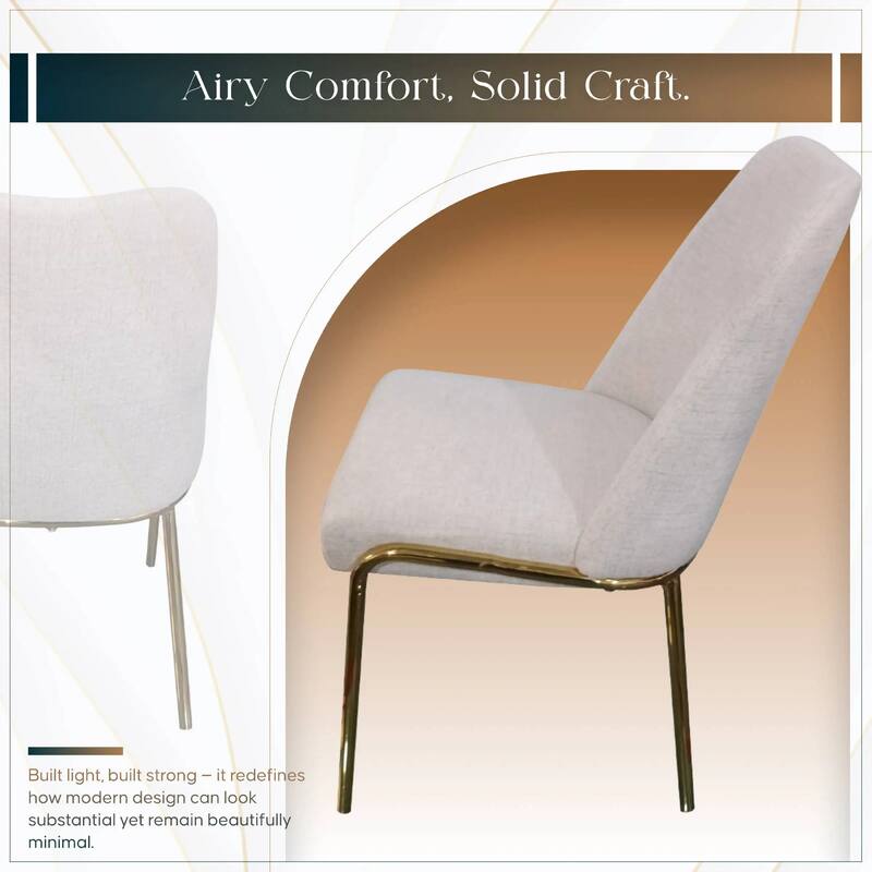 Lumen Modern Upholstered Kitchen Dining Chair with Gold Steel Legs Ergonomic Accent Chair