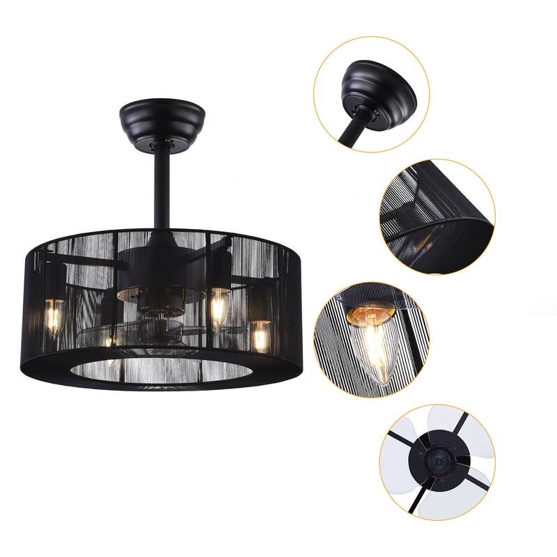 Contemporary 4-Light Silver Enclosed Ceiling Fan with Unique Shade