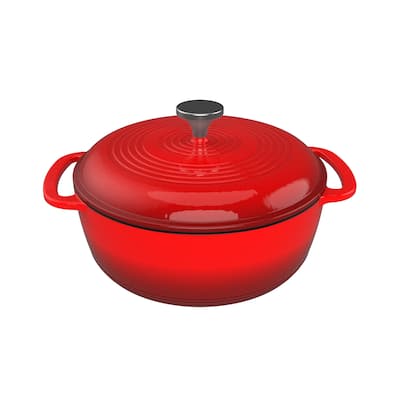 Cast Iron Dutch Oven with Lid - Enamel Pot - Stovetop and Oven Cookware by Classic Cuisine (Red)
