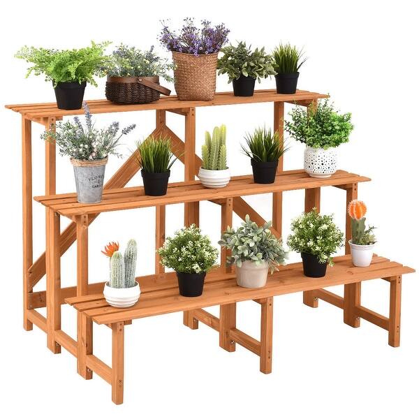 Costway 3 Tier Wide Wood Plant Stand Flower Pot Holder Display Rack Overstock 28107956 Planters, plant stands & pots. usd