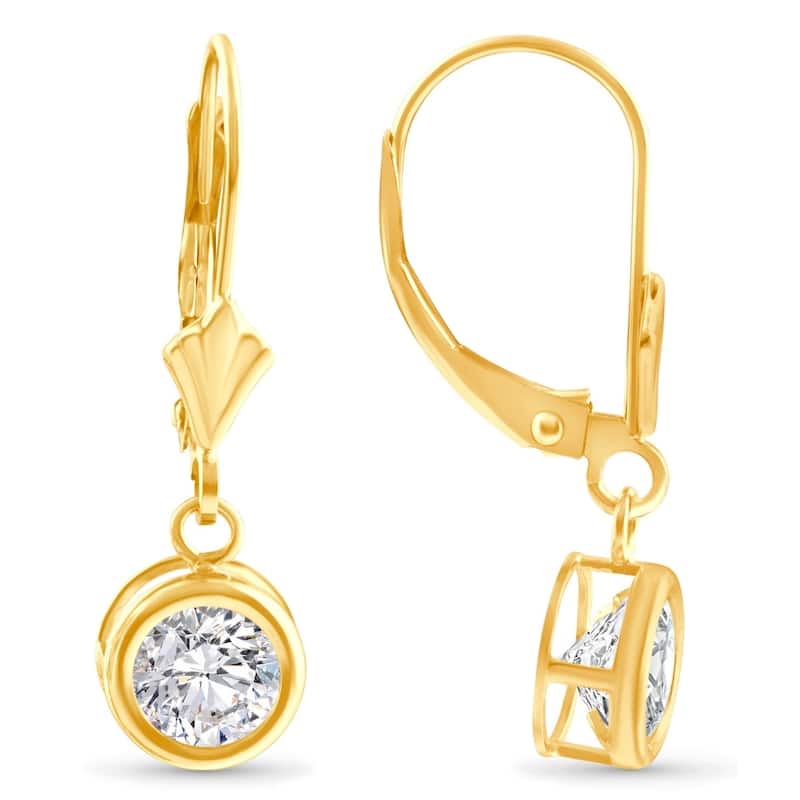 1.80Ct Diamond Lab Grown Dangle Lever Back Hoop Earrings Yellow Gold