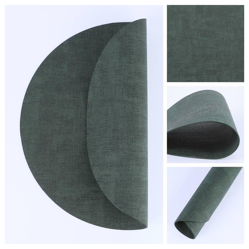 Set of 6 Placemats for Kitchen Dining Table Decor, Faux Leather - 13*13in - Dark Green