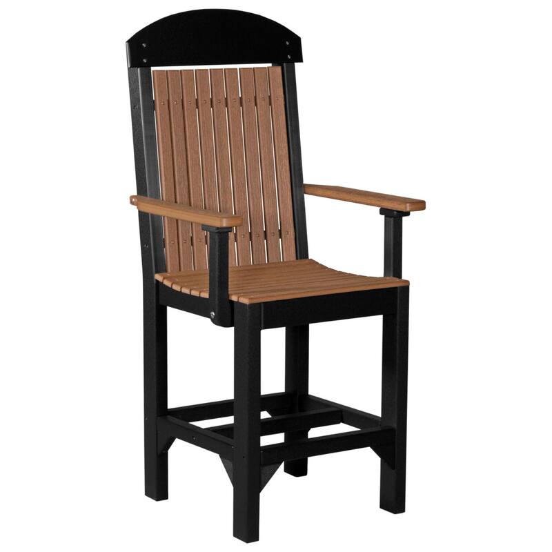 Set of 4 Poly Lumber Classic Dining Chairs - Arm Chair - Antique Mahogany Woodgrain & Black - Counter Height