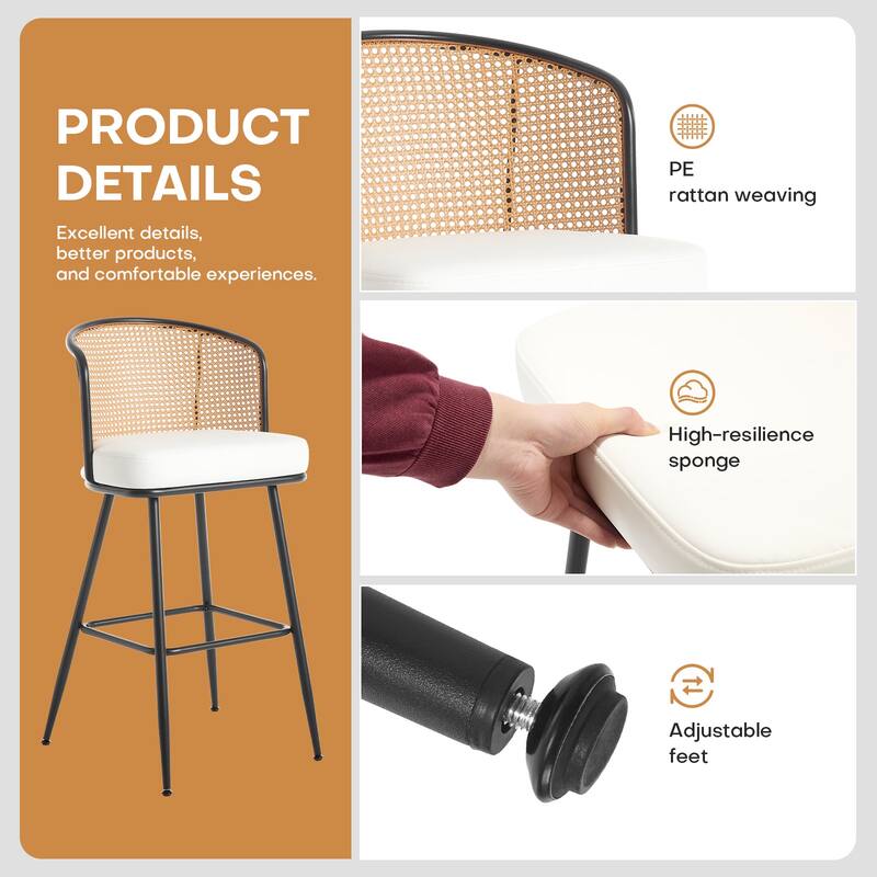 26"/29" Rattan Upholstered Bar Stool /Counter Stools Set of 2/3/4