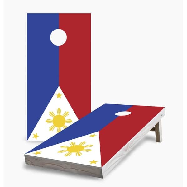 slide 2 of 7, Philippine Flag Cornhole Game (Choose Wraps or Boards) 2x4 Boards (24" x 48") - Include ALL Accessories