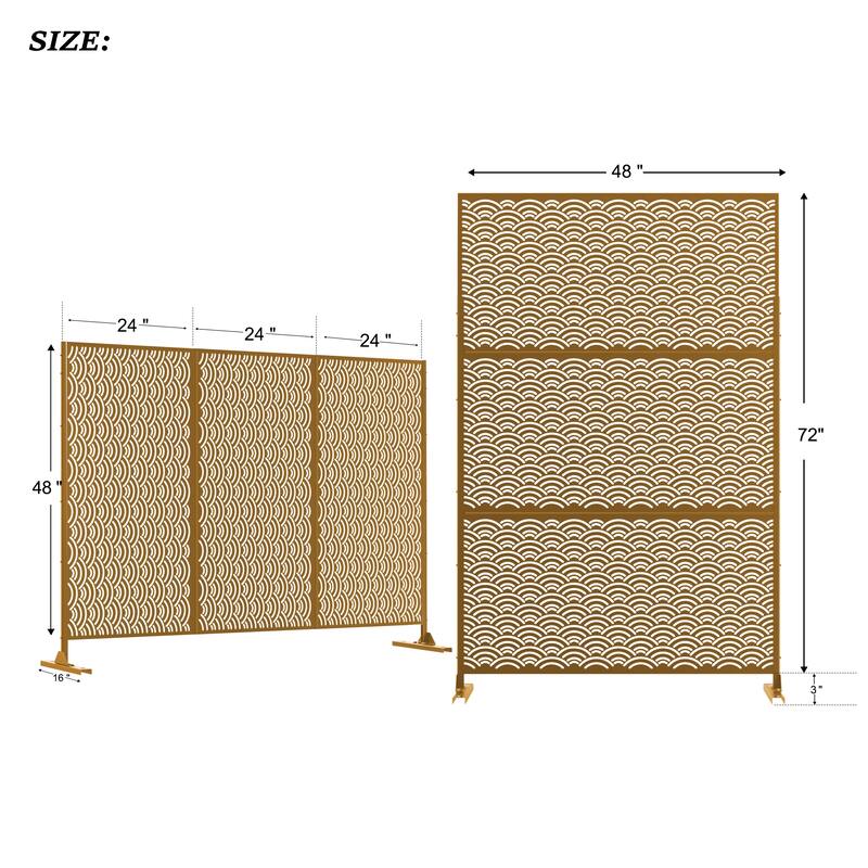 Metal Privacy Screen Wall Decoration Free Standing-6.3 ft. H X 4 ft. W