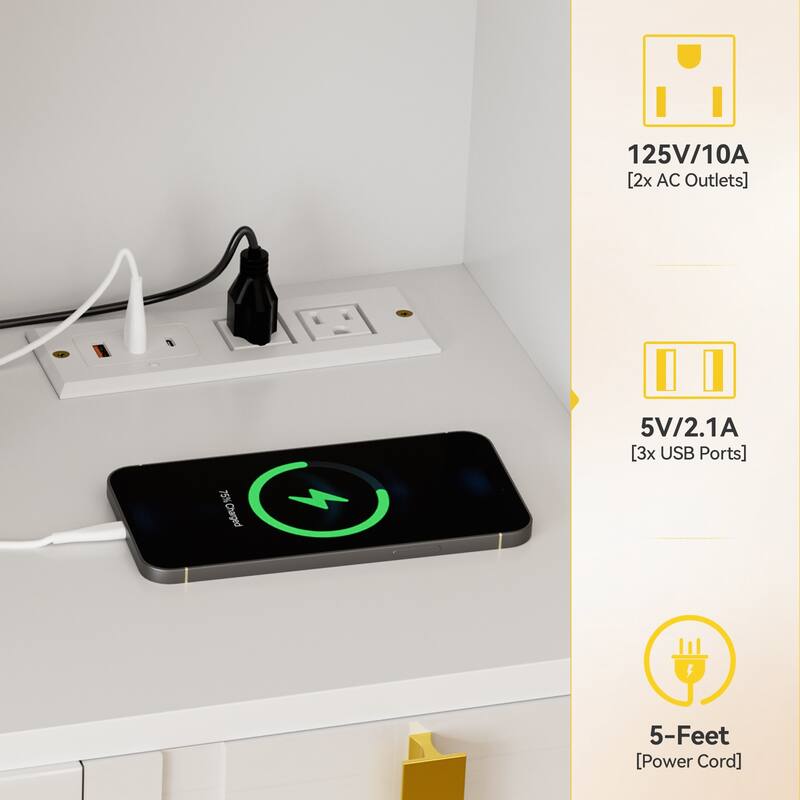 Pocassy Kitchen Pantry Cabinet 71" Hutch Cabinet with Countertop