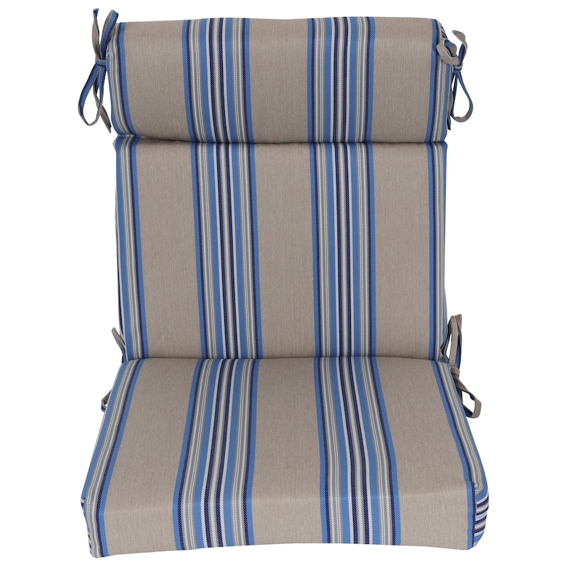 20-inch by 42-inch Striped Woven Olefin Outdoor Seat/ Back Chair Cushion - 20 x 42