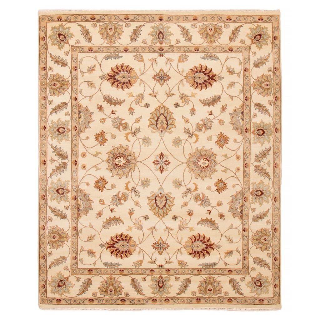 ECARPETGALLERY Hand-knotted Jamshidpour Cream Wool Rug - 6' 5" x 7' 10"