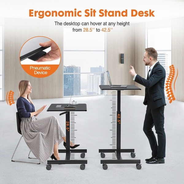 Black Small Mobile Rolling Standing Desk Computer Cart Bed Bath Beyond 42464743