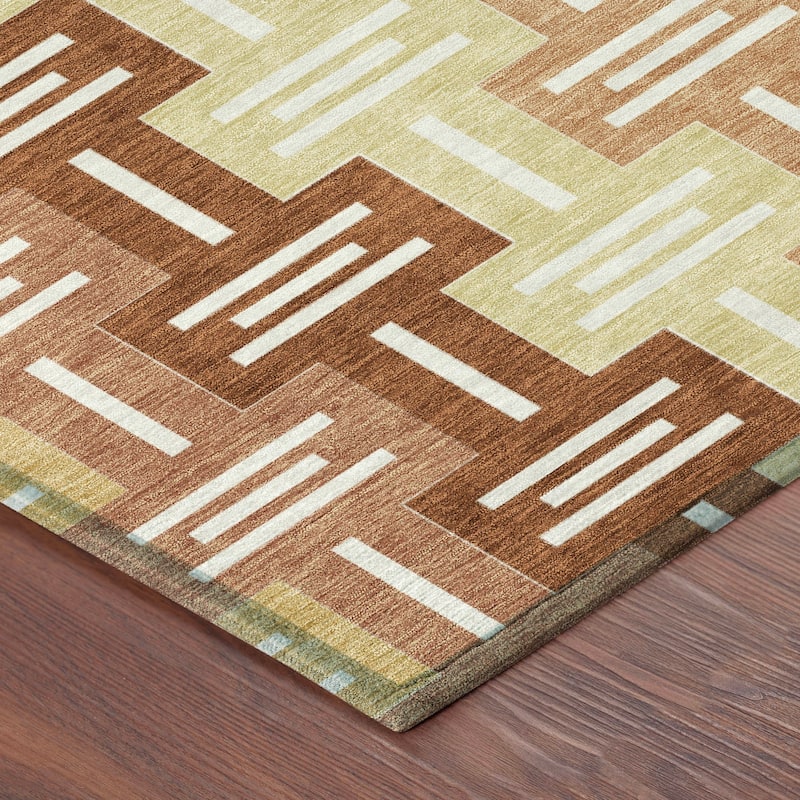 Machine Washable Indoor/ Outdoor Modern Wamego Chantille Rug
