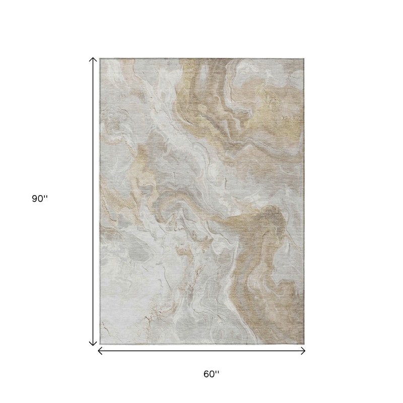 HomeRoots Abstract Modern Rectangle Outdoor Rug
