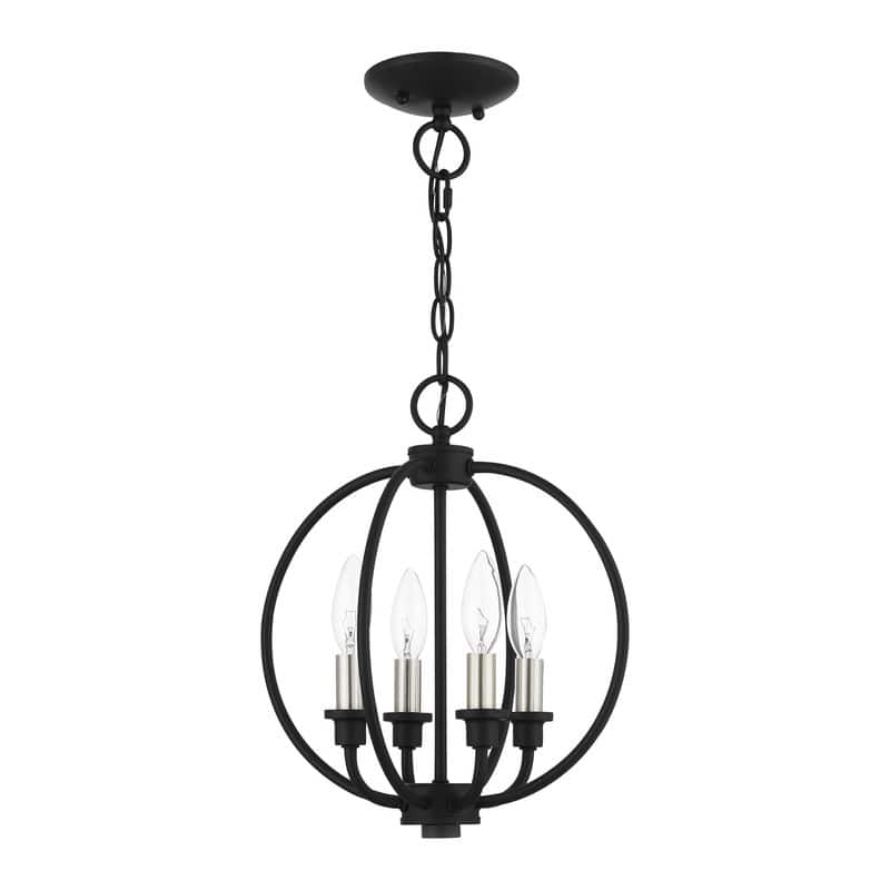 Livex Lighting 4-light Black Chandelier, 4664-04 - 12.5" DIA X 14.5" H/12.5" Dia x 13" H