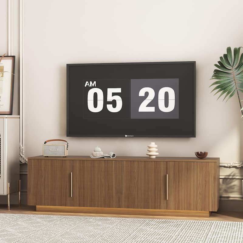 Modern Fluted 68" TV Stand for TVs up to 65" with 16-color LED lights