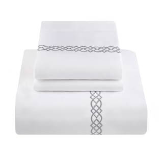 Superior Egyptian Cotton 1000 Thread Count Embroidered Scroll Duvet Cover Set