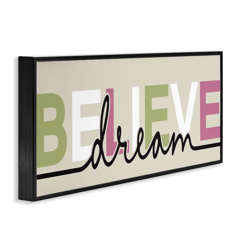 Stupell Muted Believe & Dream Framed Giclee Art Design By Kim Allen