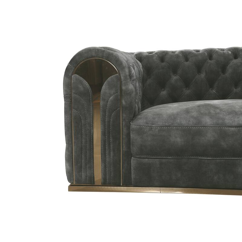 Divani Casa Dosie Transitional Grey Velvet Loveseat