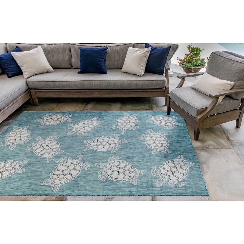 Liora Manne Carmel Collection Sea Turtles Indoor/ Outdoor Area Rug